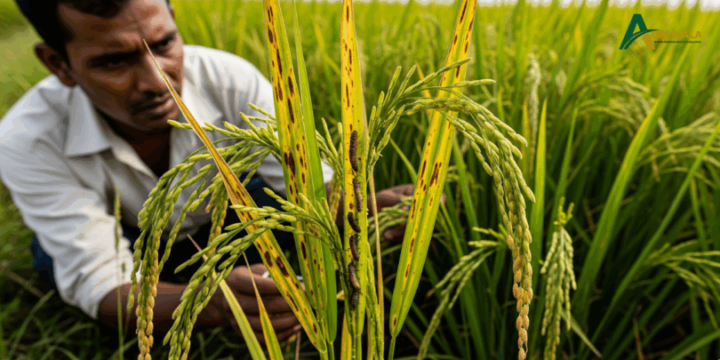 paddy plants turning yellow