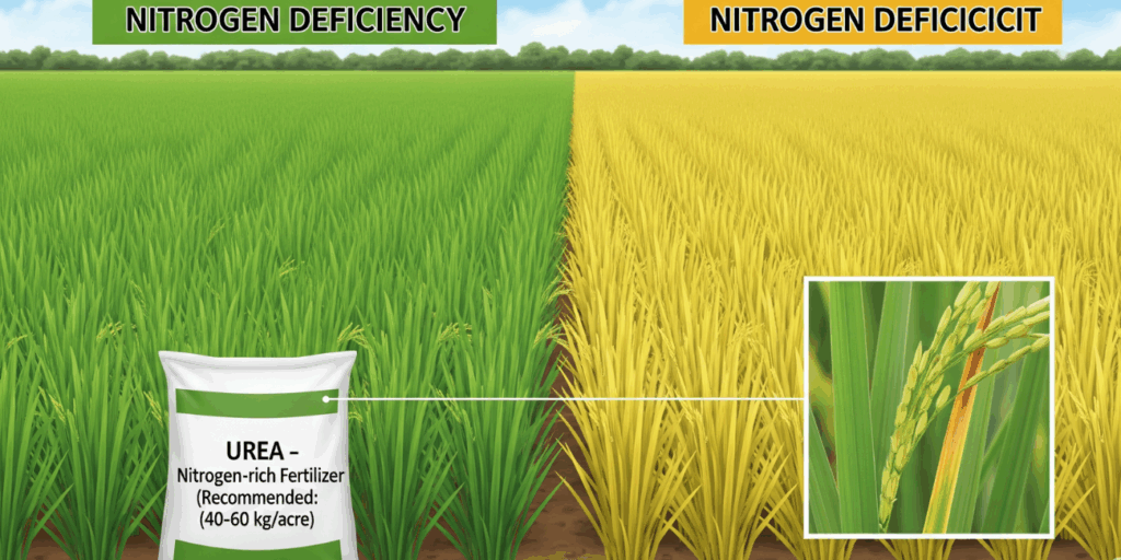 Nitrogen deficiency in rice